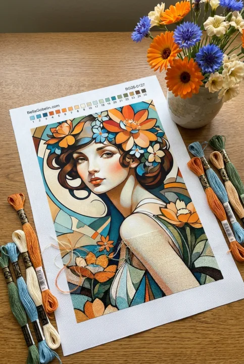 Porträt im Stil von Alphonse Mucha – BG26-0127