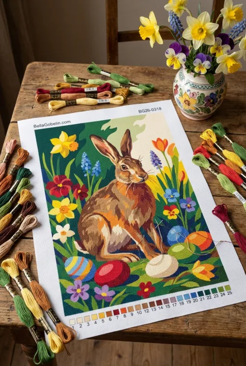 Hase mit Ostereiern