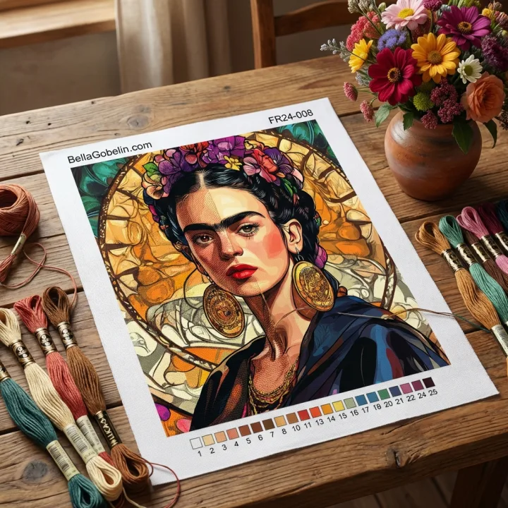Frida Kahlo Porträt im Stil von Alphonse Mucha – FR24-008