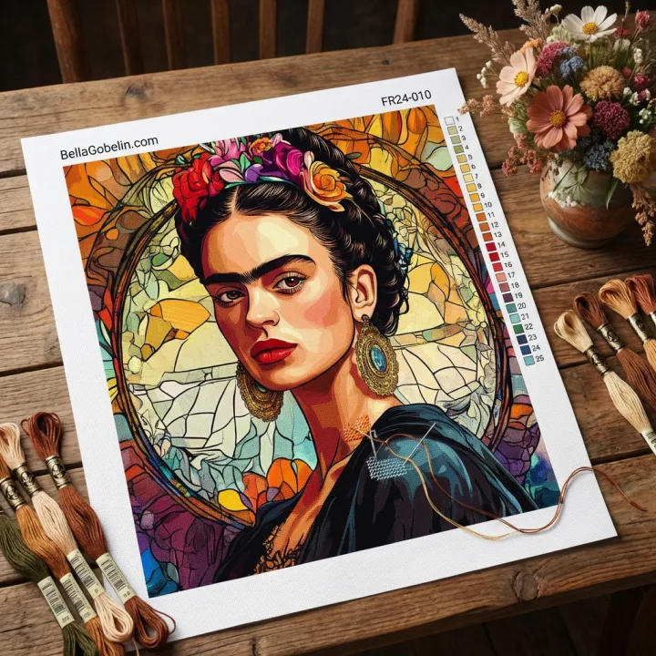 Frida Kahlo Porträt im Stil von Alphonse Mucha – FR24-010