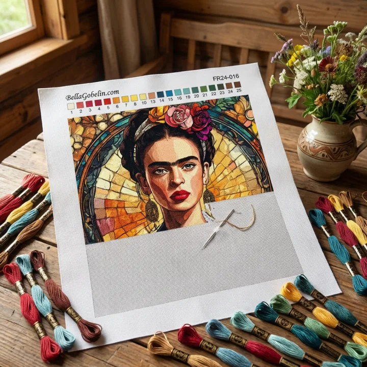 Frida Kahlo Porträt im Stil von Alphonse Mucha – FR24-016