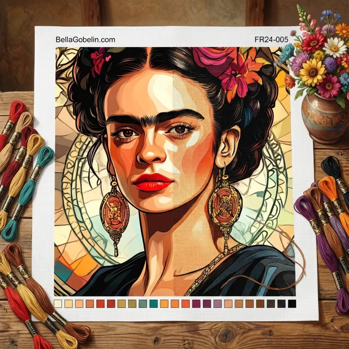 Frida Kahlo Porträt im Stil von Alphonse Mucha – FR24-005