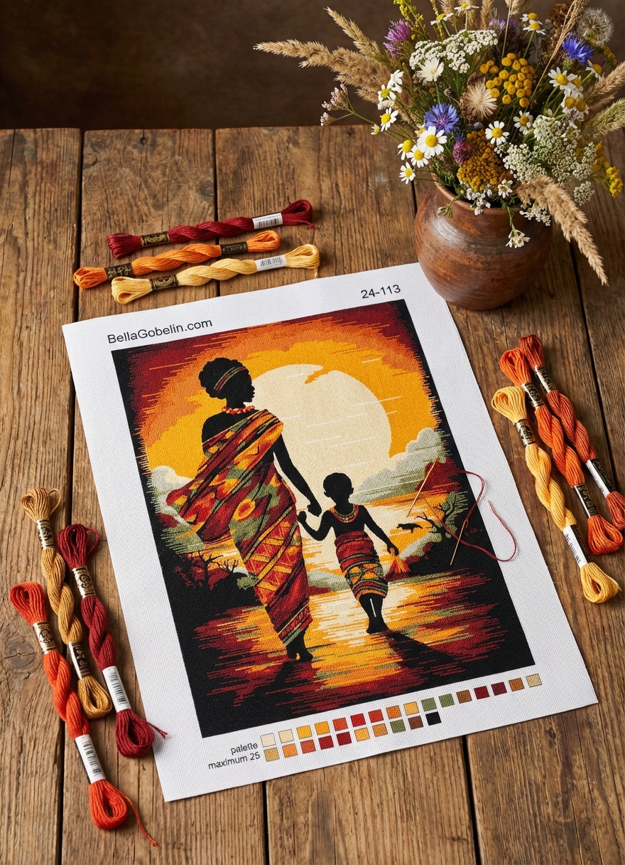 Schwarze Dame mit ihrem Kind