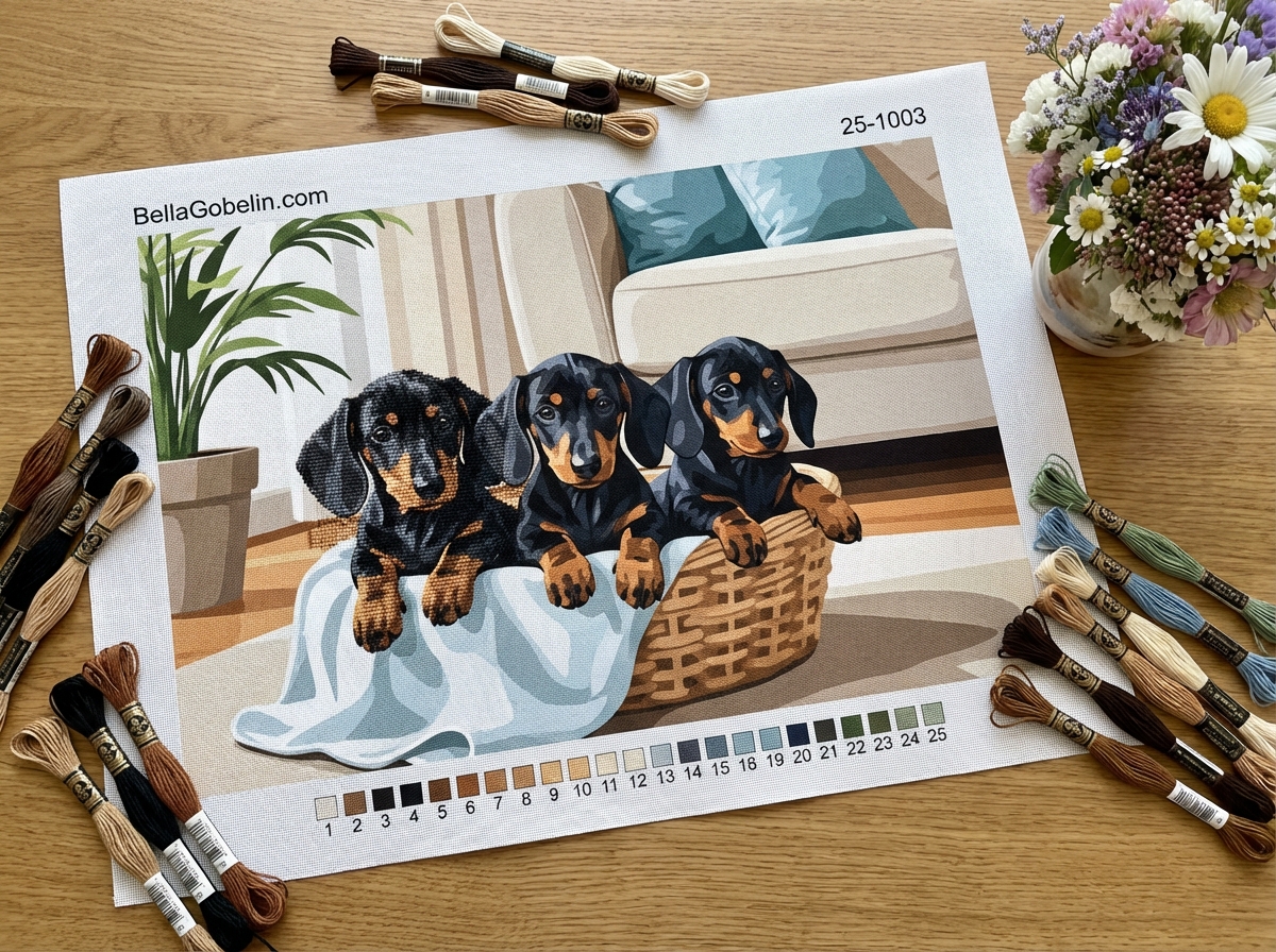 Taxi-Hunde in Körbchen