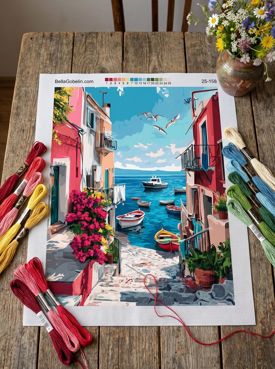 Blumige mediterrane Straßenserie