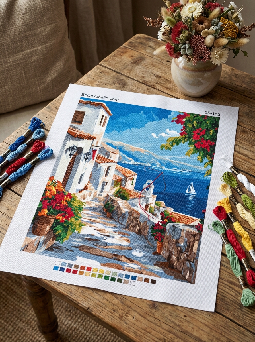 Blumige mediterrane Straßenserie