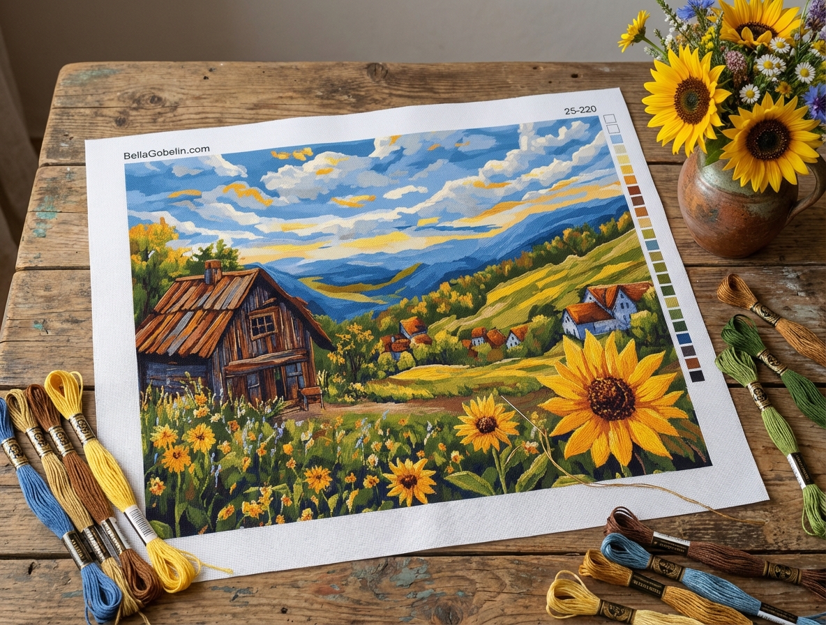 Landschaft mit Sonnenblumen