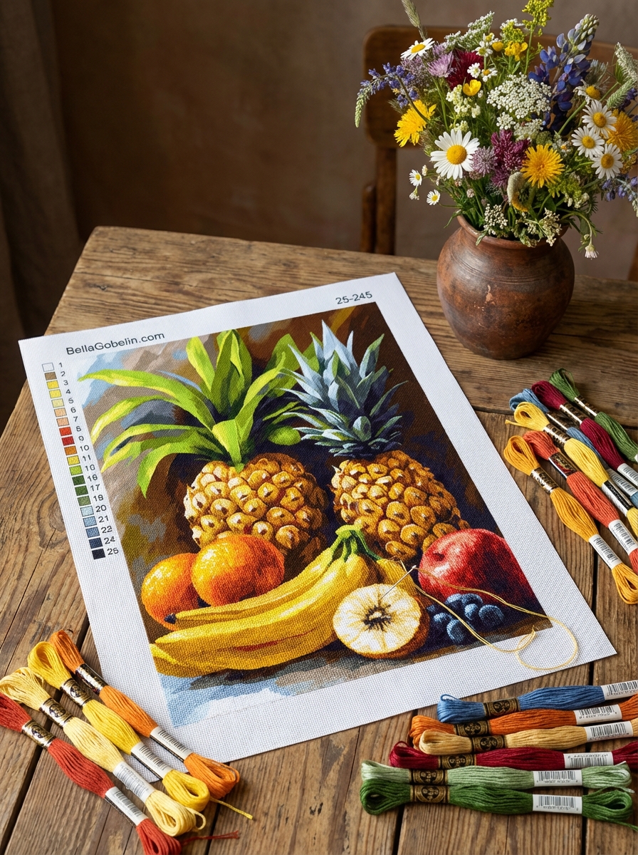 Küchenstillleben mit exotischen Früchten