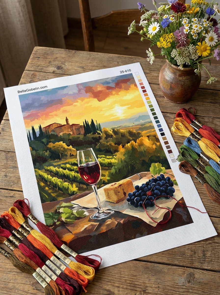 Sonnenuntergang, Toskana, Chianti, Wein