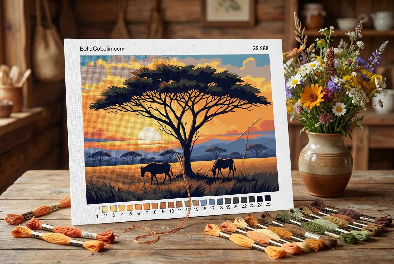 Sonnenuntergang in der Savanne