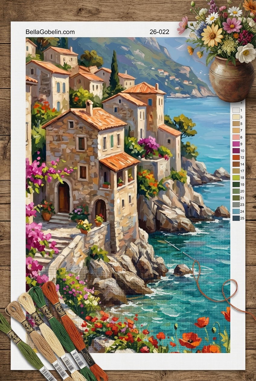 Wunderschönes Fischerdorf mit Blumen