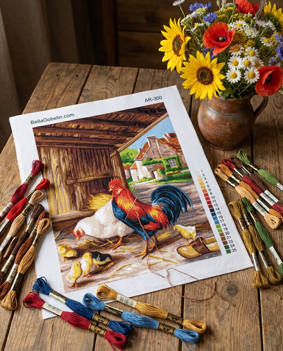 Der Hahn, die Henne und die Küken