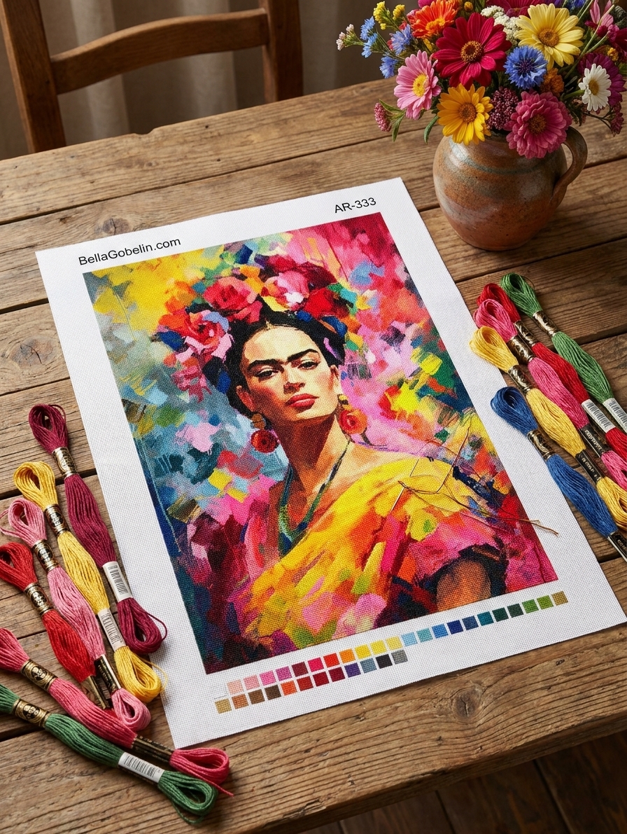 Frida Kahlo farbenfrohes Porträt