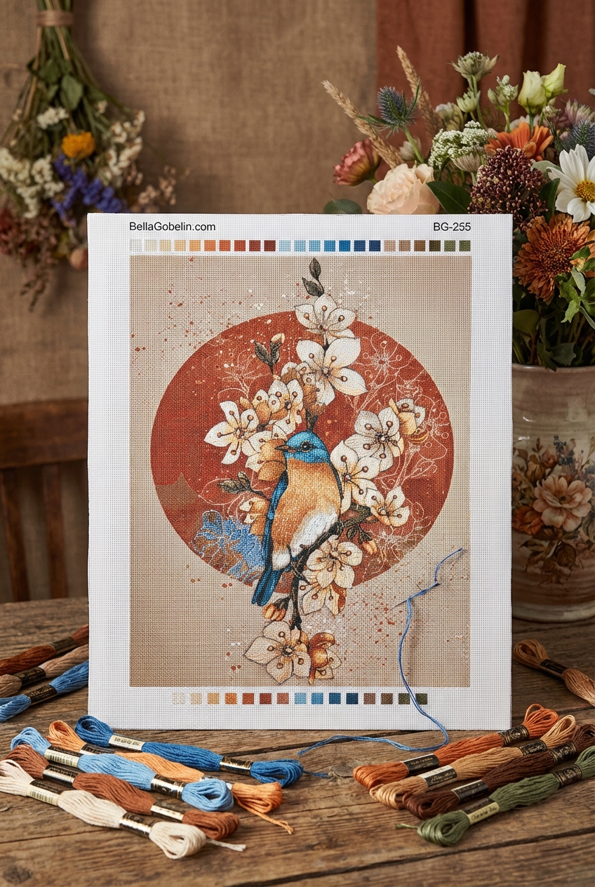 Blauer Kleiber mit Blumen