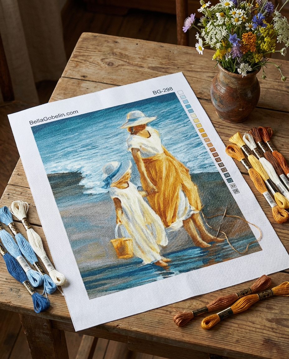 Mama und Tochter am Strand