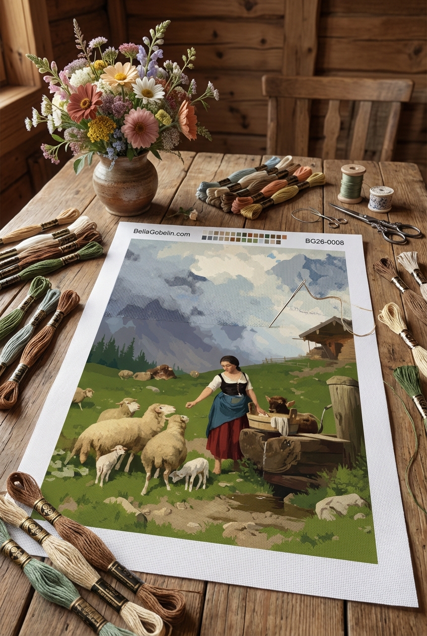 Alpenlandschaft mit Webstuhl-Design