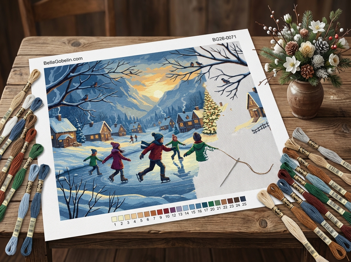 Winterliches Eislaufen in ländlicher Umgebung