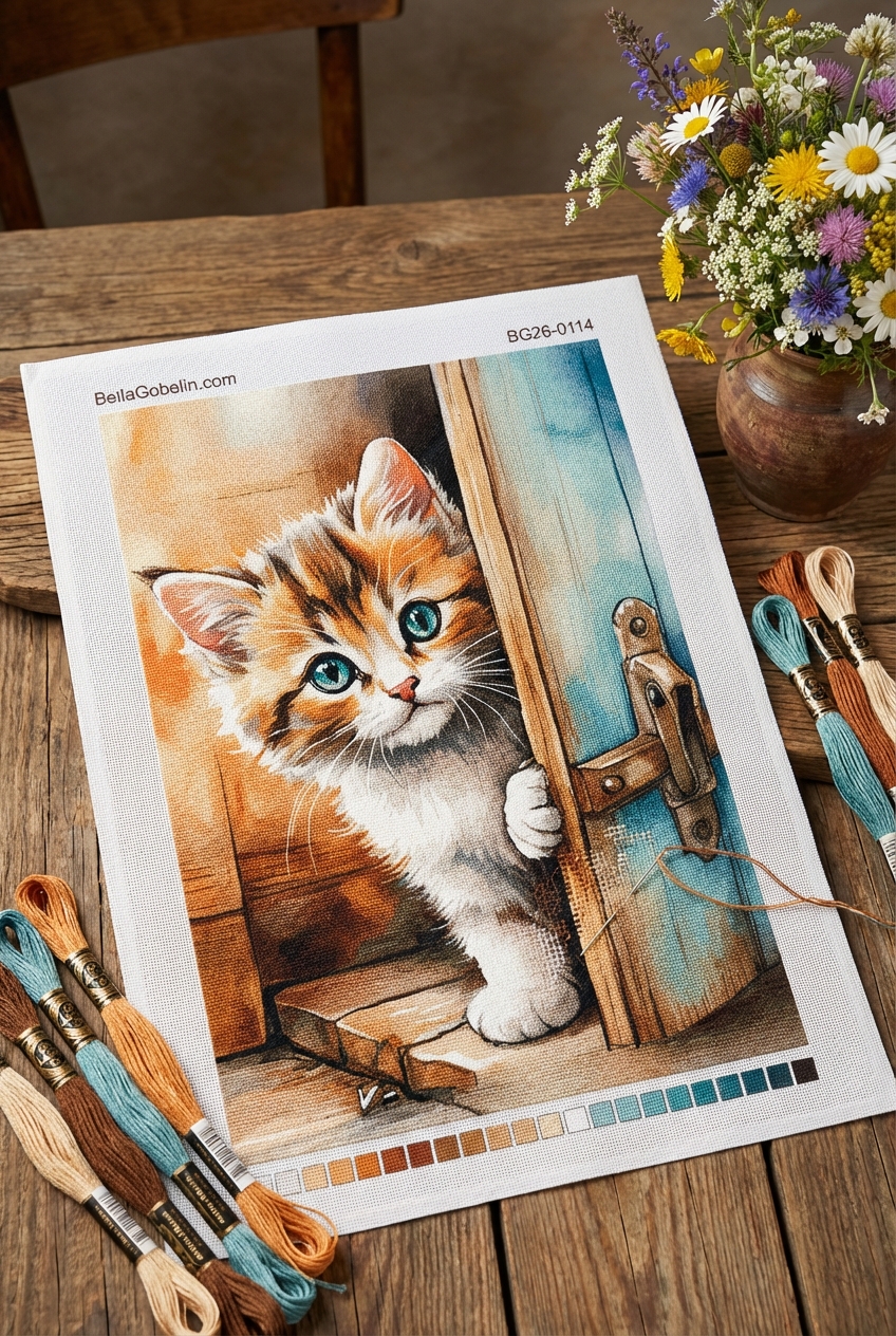 Kätzchen an der Tür