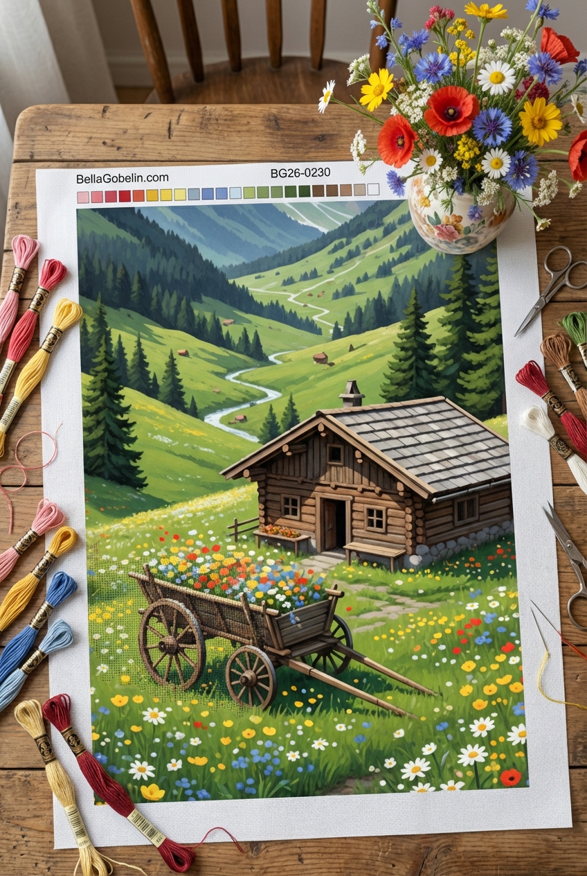 Alpenlandschaft mit blühender Wiese – BG26-0230