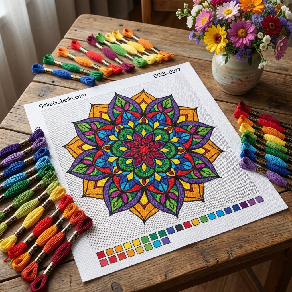 Buntes Mandalakreis, florales Muster