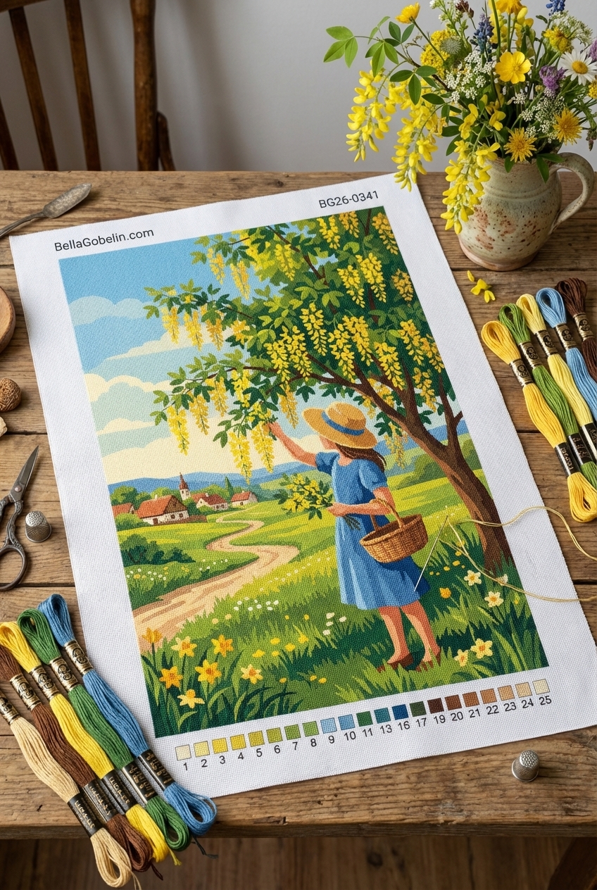 Sommerliche Landschaft mit Blumen