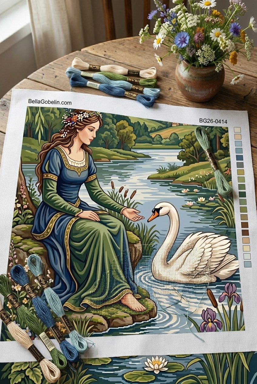 Dame mit Schwan