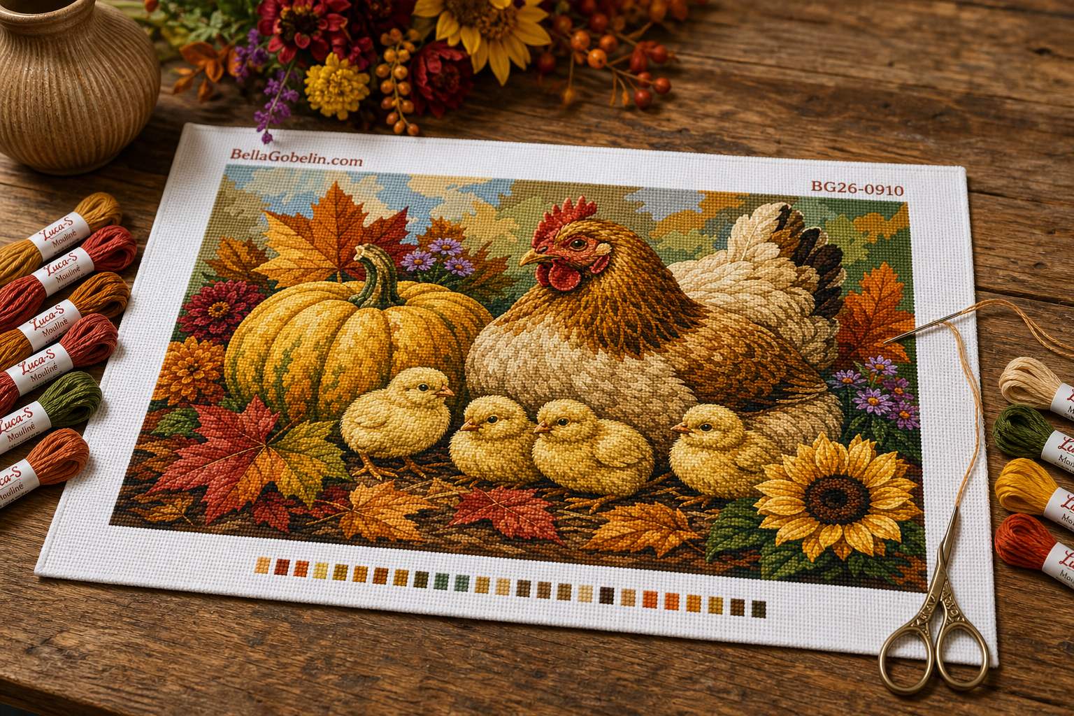 Herbstliche Hühnerfamilie