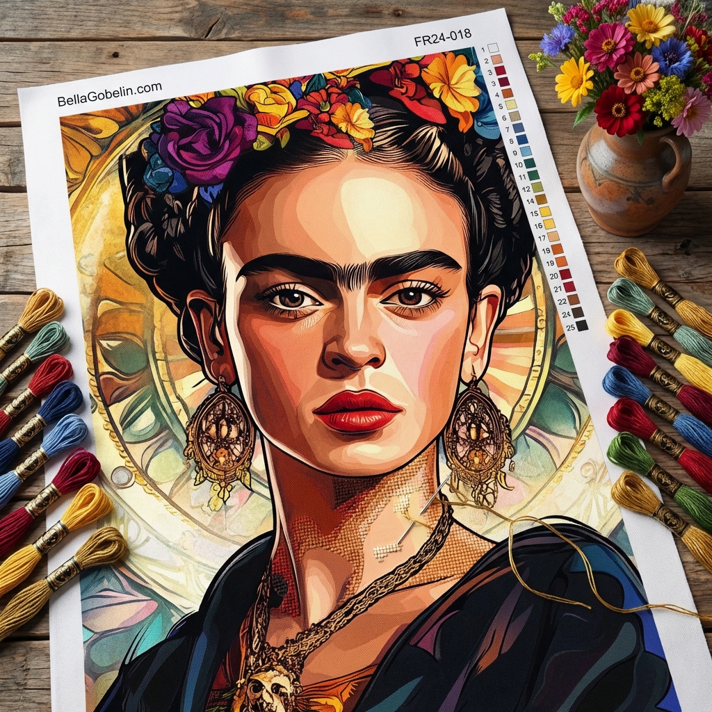 Frida Kahlo Porträt im Stil von Alphonse Mucha