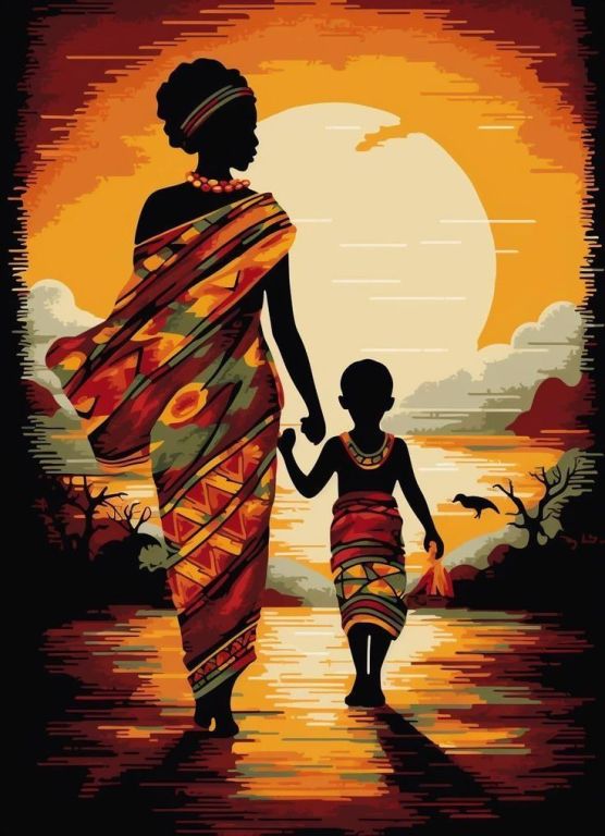 <div class='list-title'>Schwarze Dame mit ihrem Kind</div><div class='list-plustitle'>Gobelin Stickbild - Stickpackung</div>