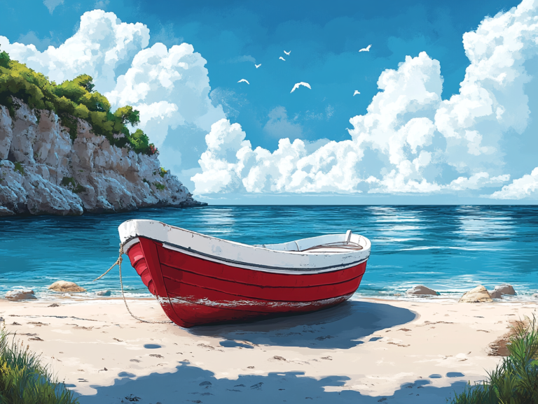 Einsames Boot in der Bucht