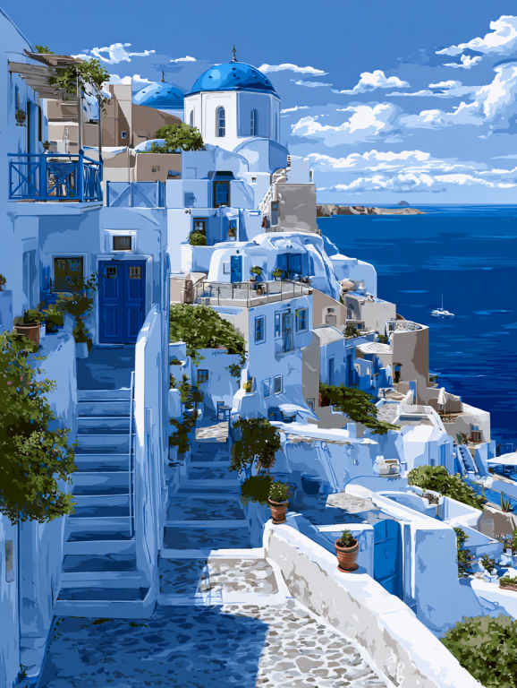 Görög kék-fehér házak