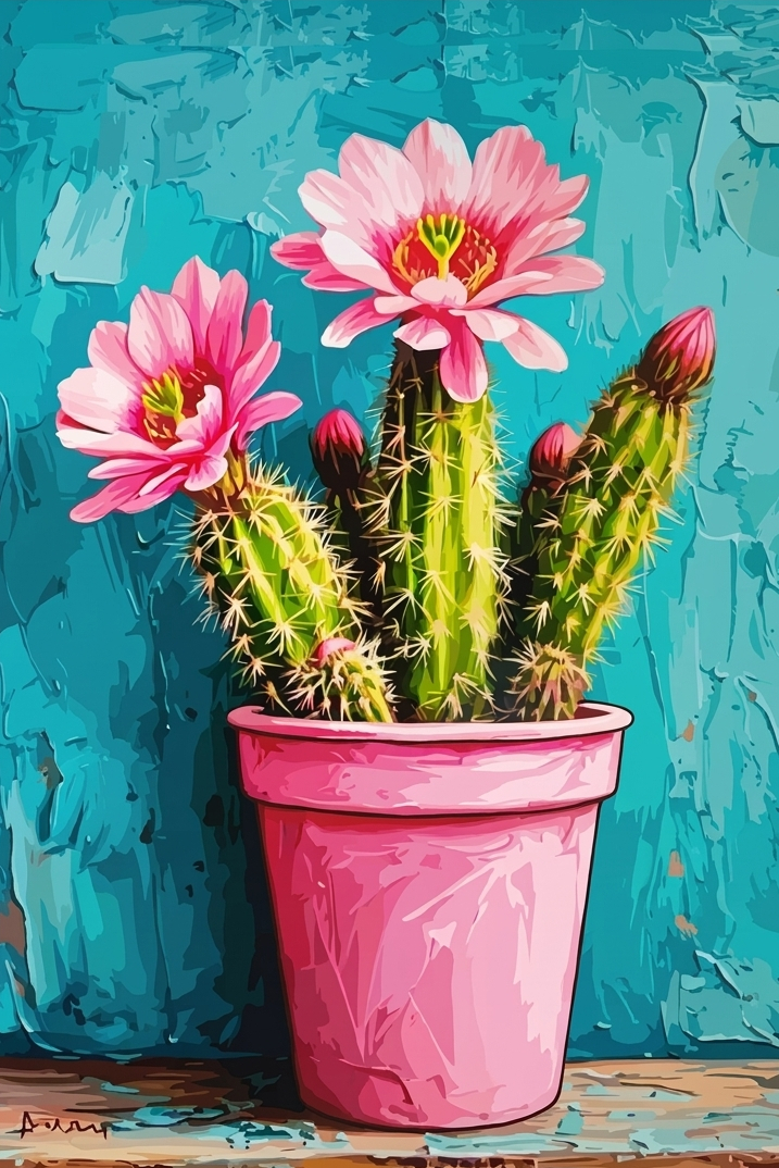 Virágzó kaktusz cserépben