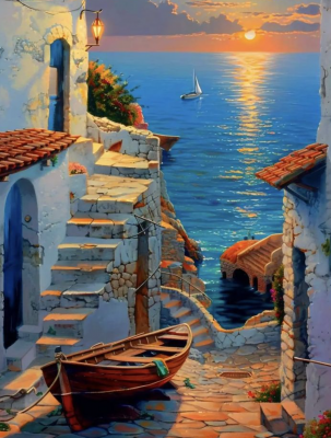 Sonnenuntergang in der mediterranen Stadt