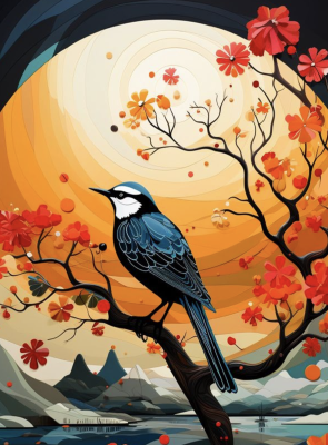 Porträt eines Vogels im östlichen Stil