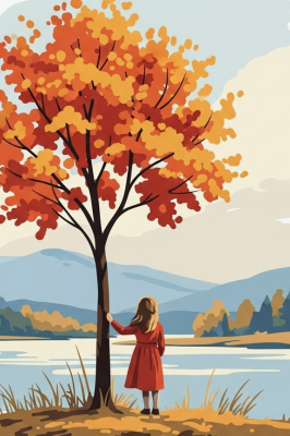 Kleines Mädchen am Baum