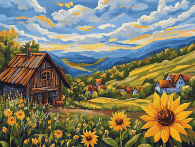 Landschaft mit Sonnenblumen