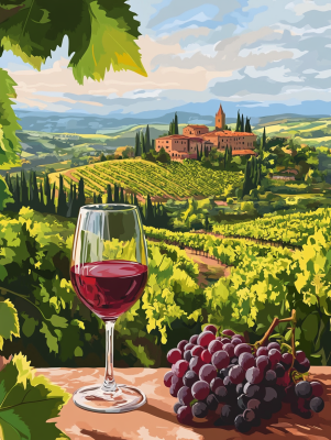 Wunderschöne Landschaft in der Toskana, Chianti, Wein