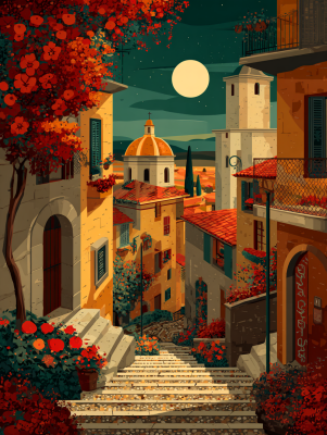 Eine Nacht in der kleinen italienischen Stadt