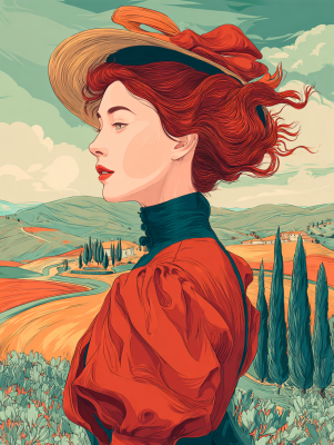 Toscana Damenporträt als Gobelin-Needlepoint