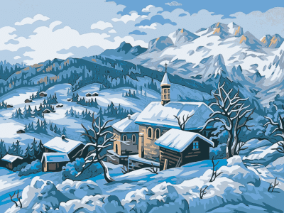 Winterlandschaft um das Dorf herum