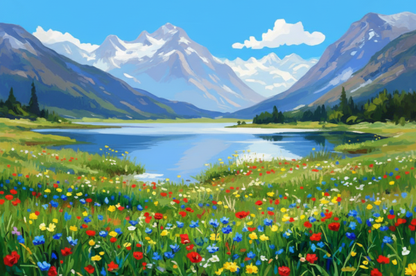 Blumige Alpenlandschaft