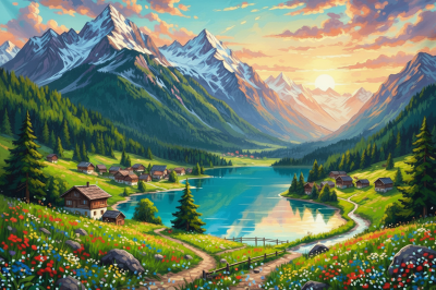 Alpenlandschaft mit See