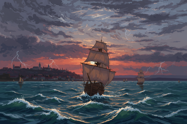 Segelboote auf stürmischer See