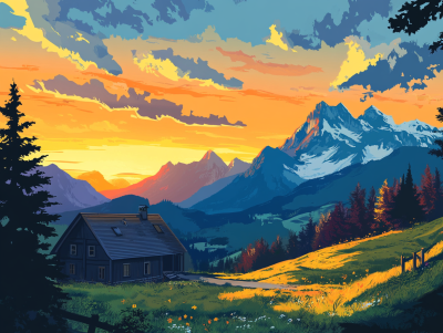 Sonnenuntergang in den Alpen