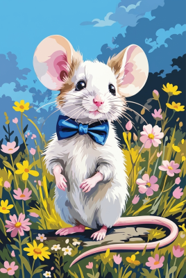 Elegante kleine Maus auf einer Blumenwiese