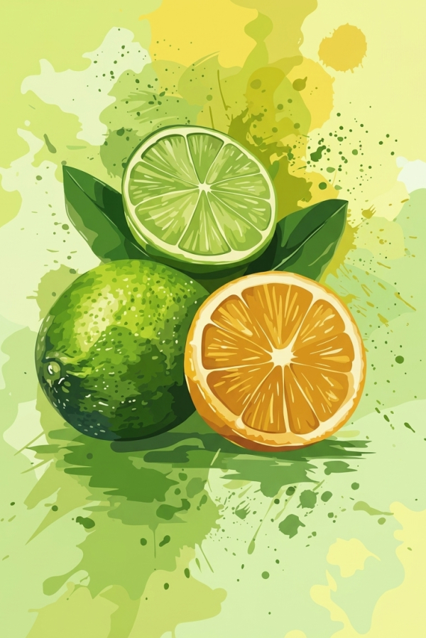 Erfrischende Zitrusfrüchte im Aquarell-Stil für Gobelin