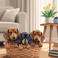 Taxische Hunde im Wohnzimmer