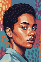 Wunderschöne afroamerikanische Frau mit blauen Augen