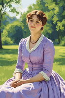 Moderne Frau in Lillakleid