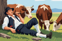 Entspannter Rinderhirte